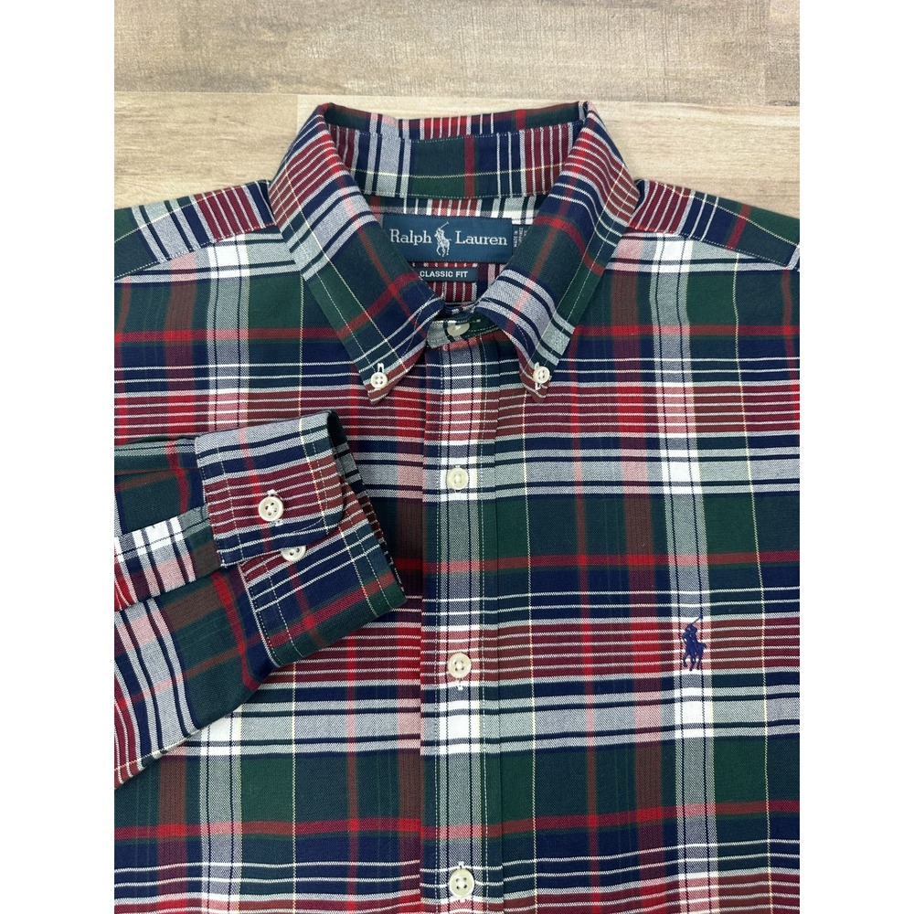 Ralph Lauren Men's Classic Fit 16-34/35  Red Green Plaid‎ LS Button Shirt NWOT